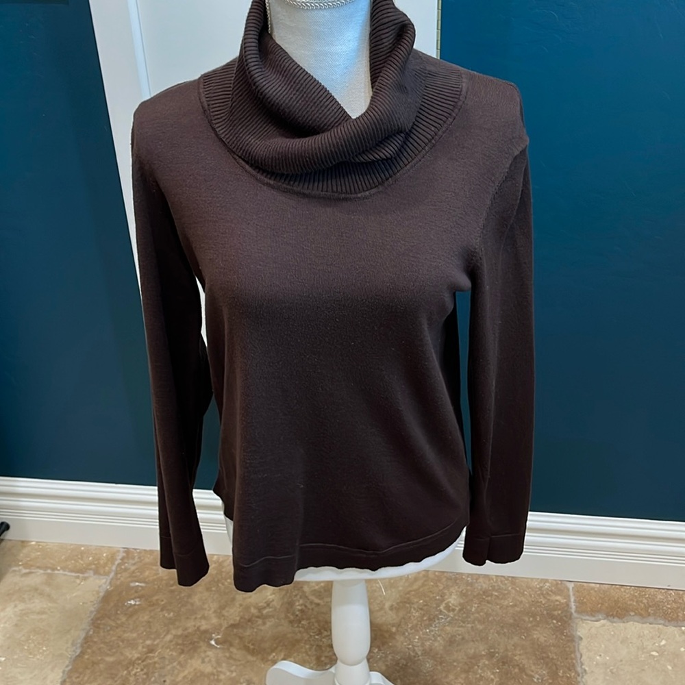 Cable & Guage brown cowl neck sweater